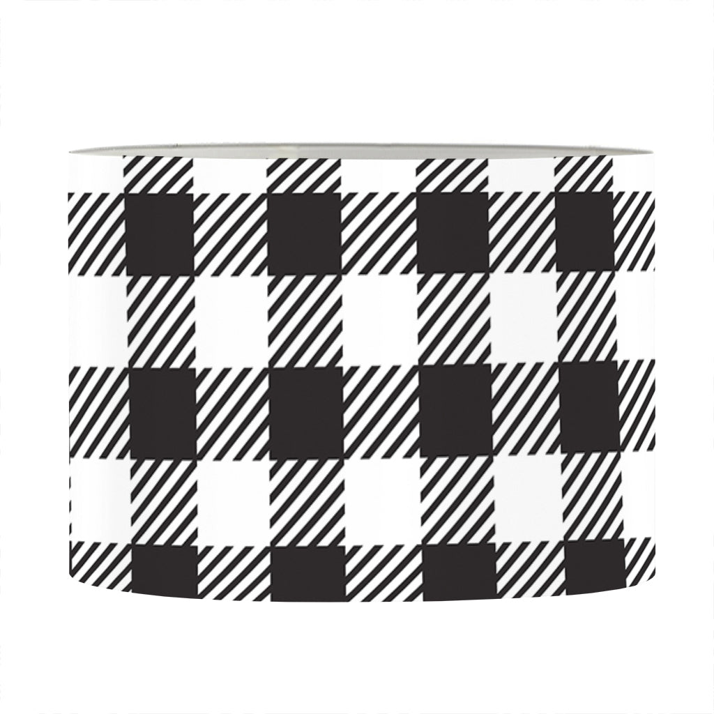 Black And White Gingham Pattern Print Drum Lamp Shade