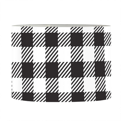 Black And White Gingham Pattern Print Drum Lamp Shade