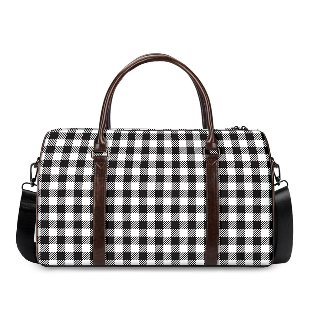 Black And White Gingham Pattern Print Duffle Bag