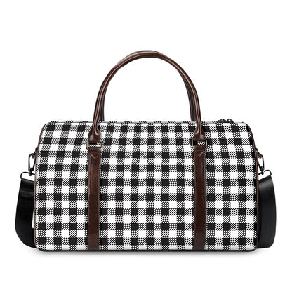 Black And White Gingham Pattern Print Duffle Bag