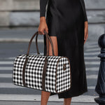 Black And White Gingham Pattern Print Duffle Bag