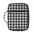 Black And White Gingham Pattern Print Front Pocket Bible Bag