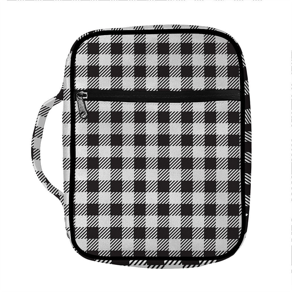 Black And White Gingham Pattern Print Front Pocket Bible Bag