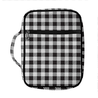 Black And White Gingham Pattern Print Front Pocket Bible Bag