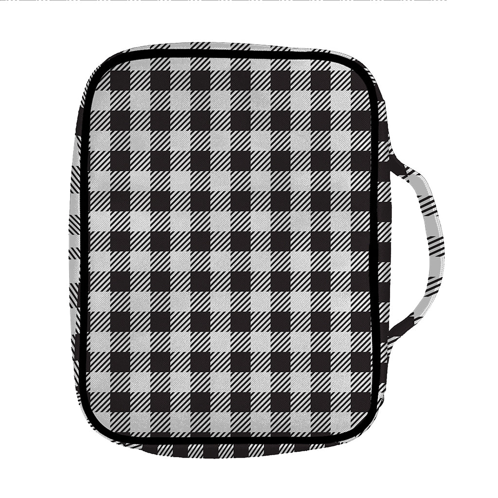 Black And White Gingham Pattern Print Front Pocket Bible Bag