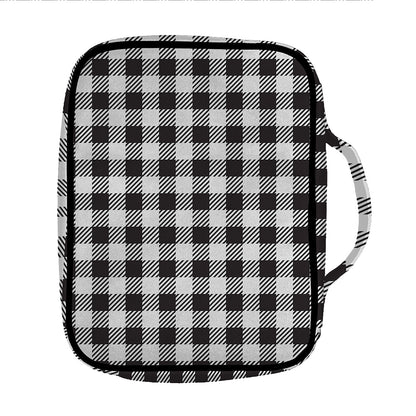 Black And White Gingham Pattern Print Front Pocket Bible Bag