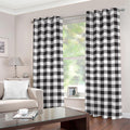 Black And White Gingham Pattern Print Grommet Curtains