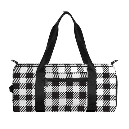 Black And White Gingham Pattern Print Gym Bag