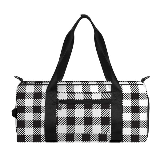 Black And White Gingham Pattern Print Gym Bag
