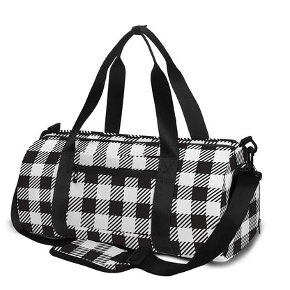 Black And White Gingham Pattern Print Gym Bag