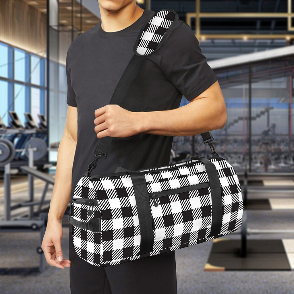 Black And White Gingham Pattern Print Gym Bag