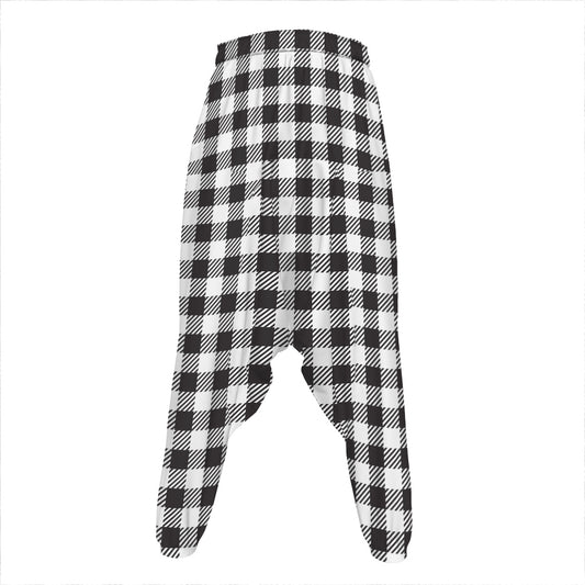 Black And White Gingham Pattern Print Hammer Pants