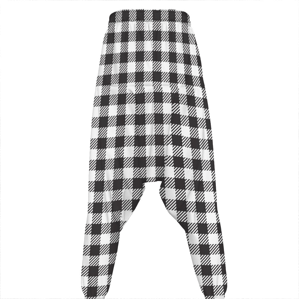 Black And White Gingham Pattern Print Hammer Pants