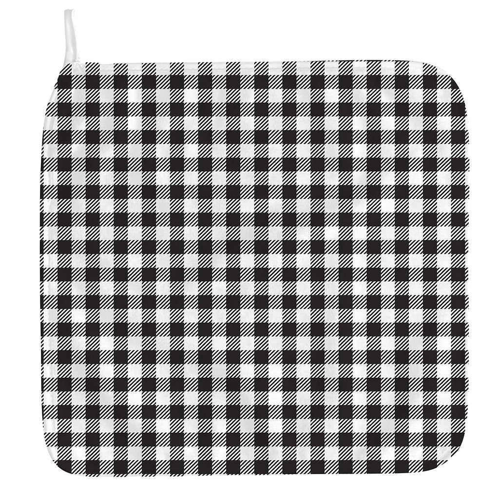 Black And White Gingham Pattern Print Hand Towel