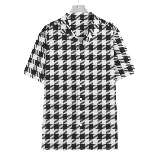 Black And White Gingham Pattern Print Hawaiian Shirt