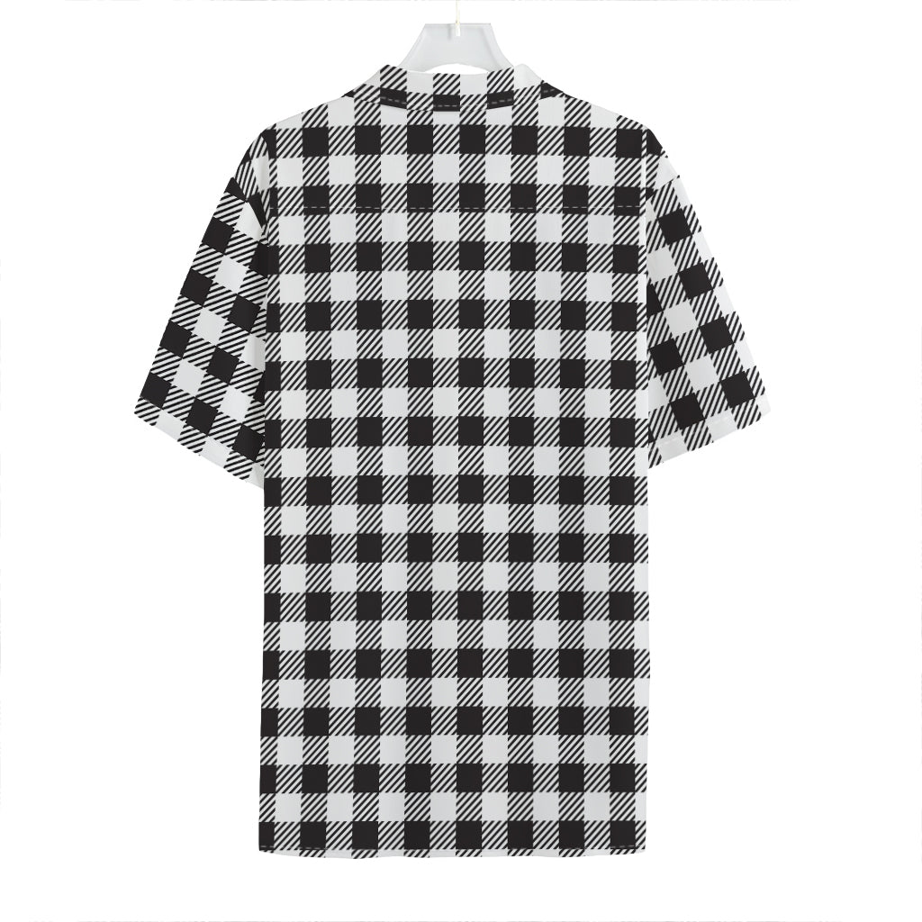 Black And White Gingham Pattern Print Hawaiian Shirt
