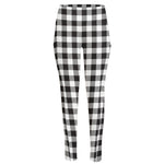 Black And White Gingham Pattern Print High-Waisted Pocket Leggings