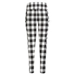 Black And White Gingham Pattern Print High-Waisted Pocket Leggings