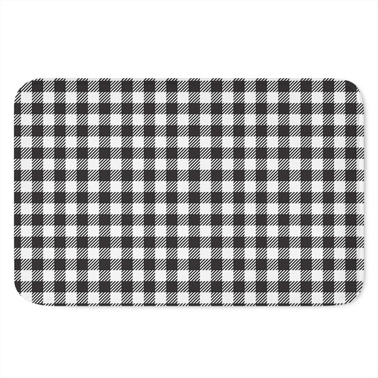 Black And White Gingham Pattern Print Indoor Door Mat