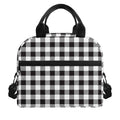 Black And White Gingham Pattern Print Insulated Lunch Bag
