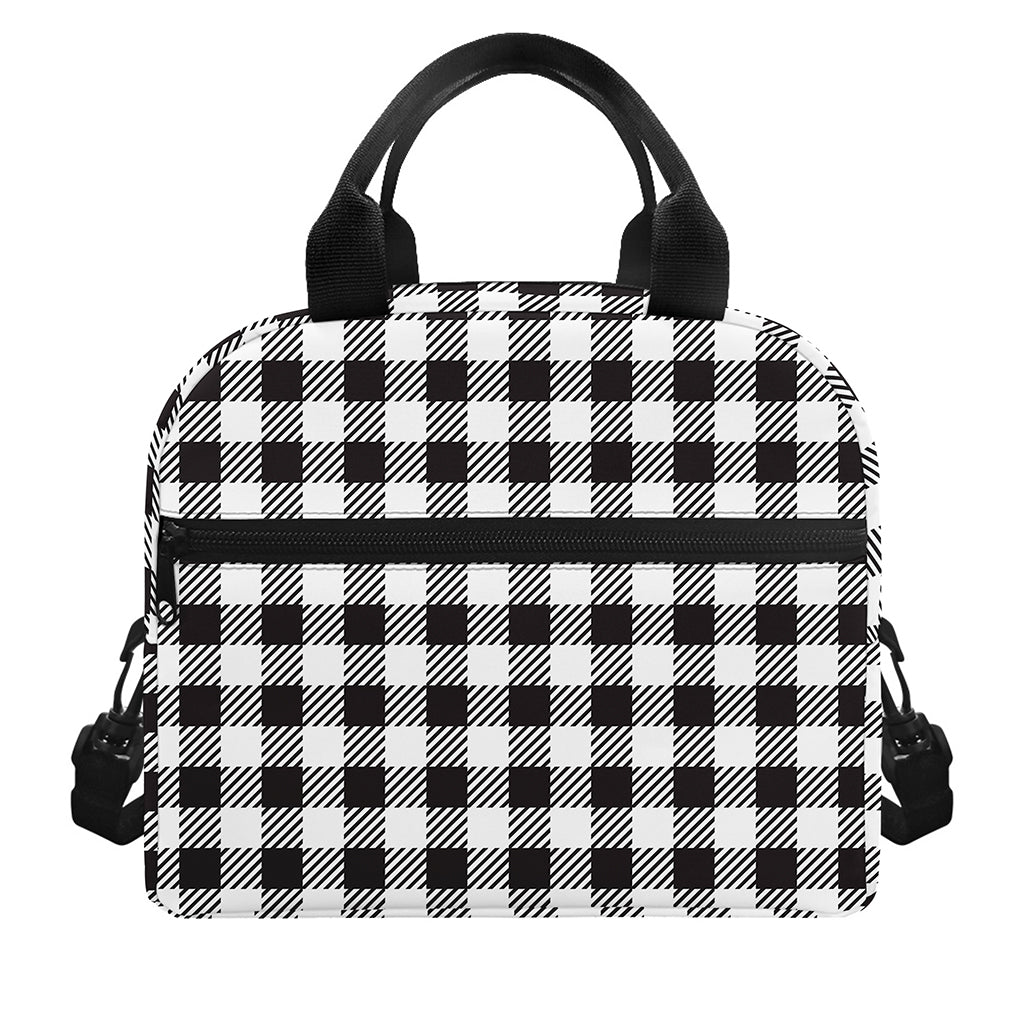 Black And White Gingham Pattern Print Insulated Lunch Bag