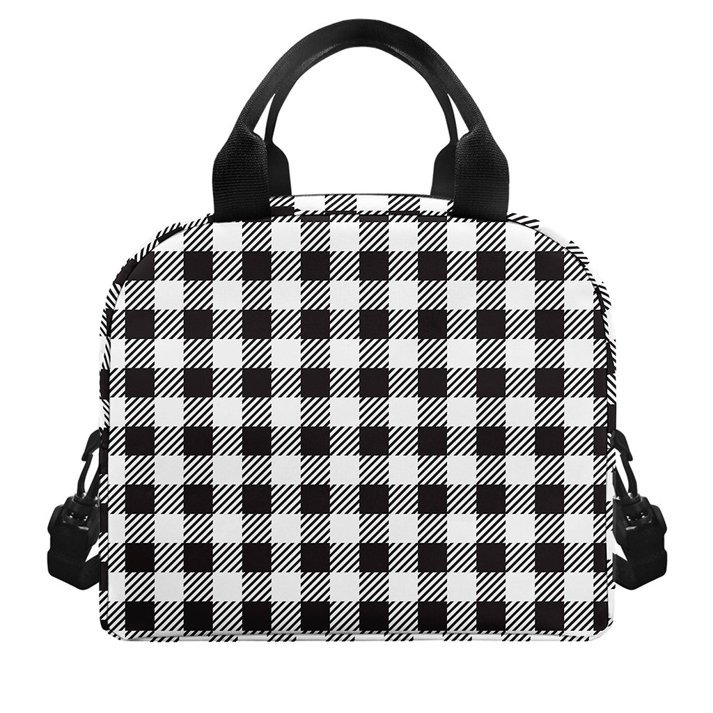 Black And White Gingham Pattern Print Insulated Lunch Bag