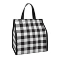 Black And White Gingham Pattern Print Insulated Lunch Tote