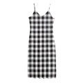 Black And White Gingham Pattern Print Jersey Midi Cami Dress