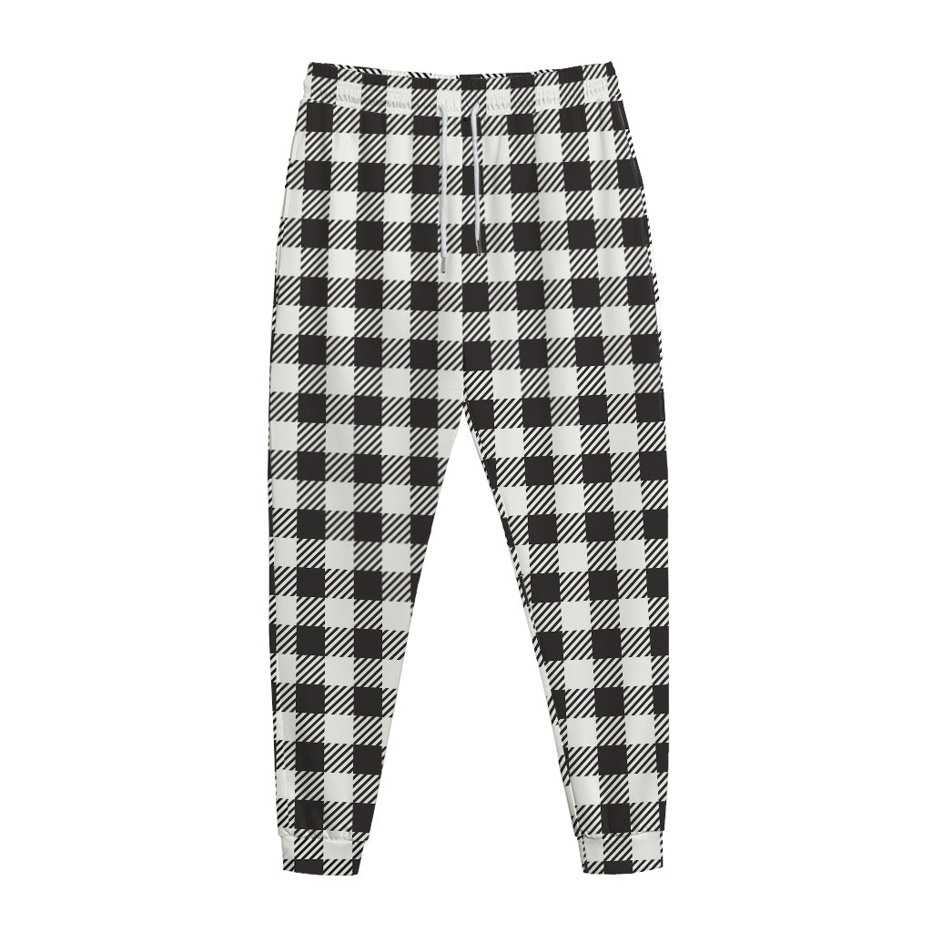 Black And White Gingham Pattern Print Jogger Pants