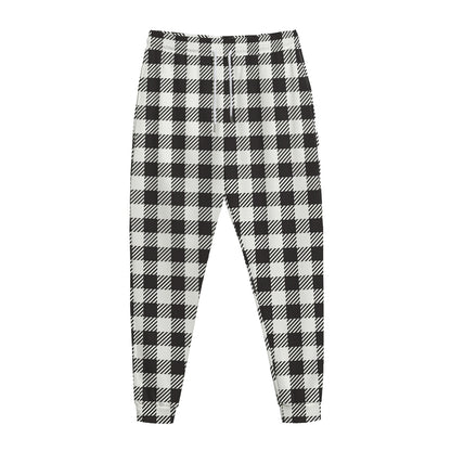 Black And White Gingham Pattern Print Jogger Pants
