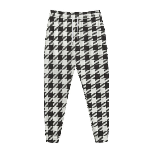 Black And White Gingham Pattern Print Jogger Pants