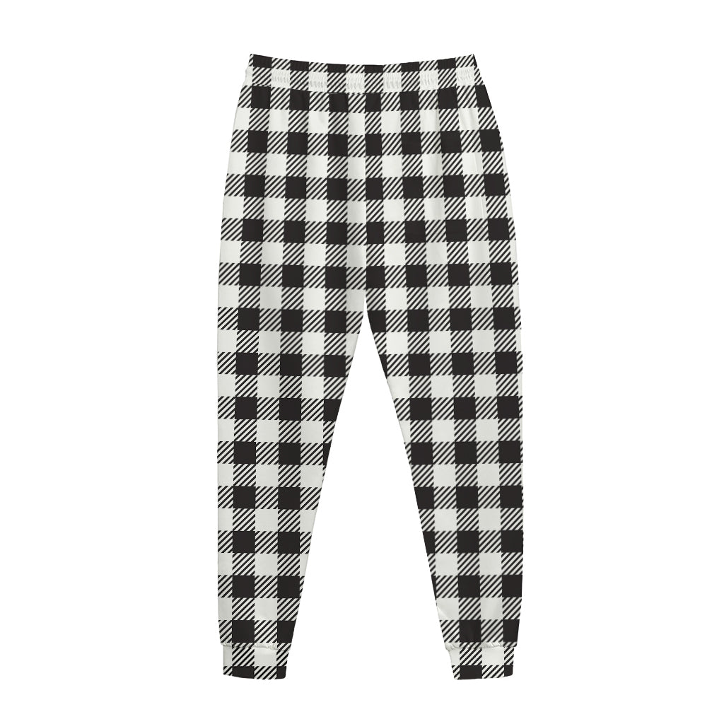 Black And White Gingham Pattern Print Jogger Pants