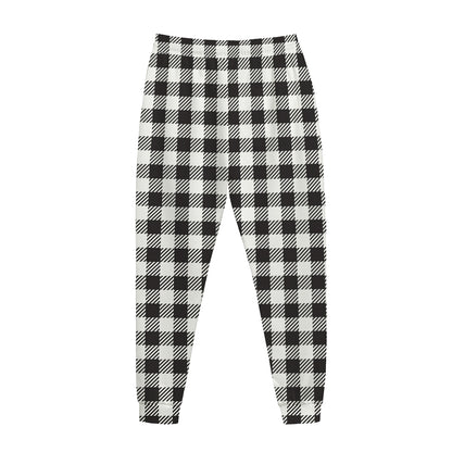 Black And White Gingham Pattern Print Jogger Pants