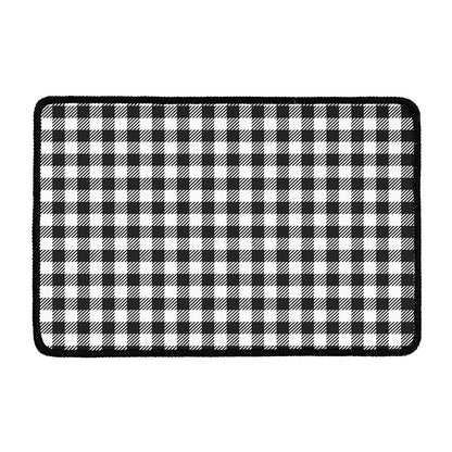 Black And White Gingham Pattern Print Kitchen Mat