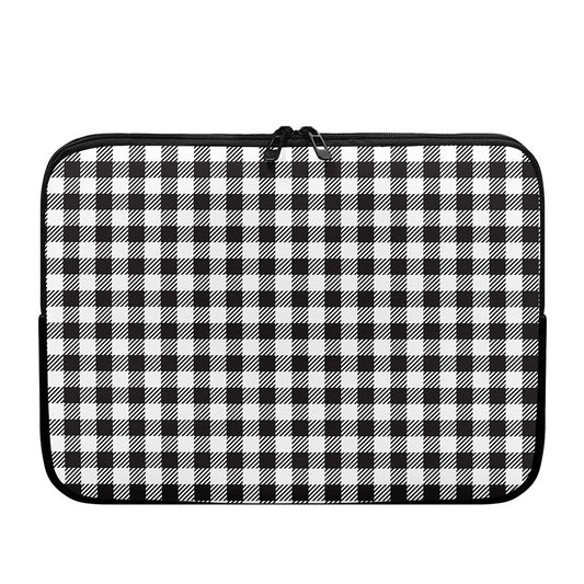 Black And White Gingham Pattern Print Laptop Sleeve