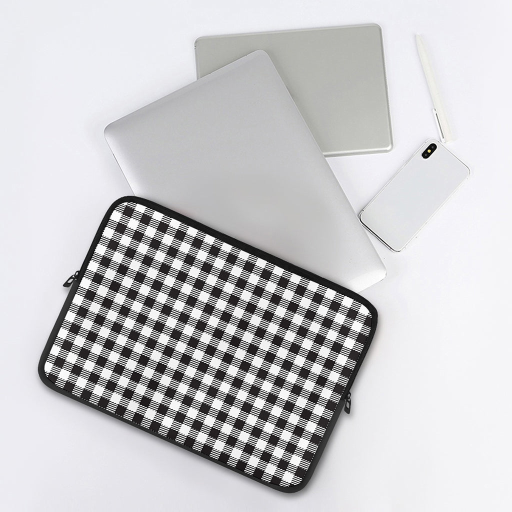 Black And White Gingham Pattern Print Laptop Sleeve