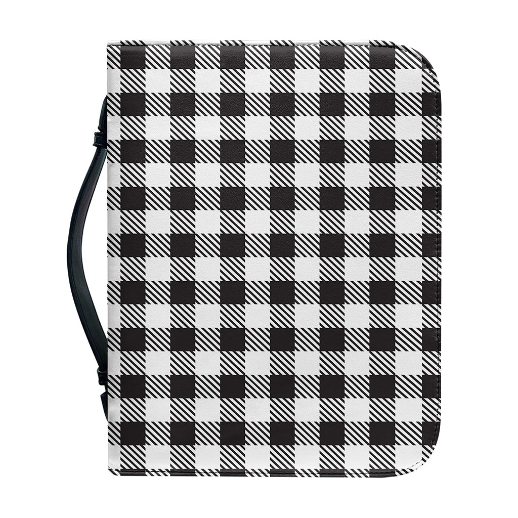 Black And White Gingham Pattern Print Leather Bible Cover