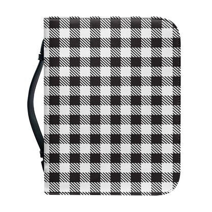 Black And White Gingham Pattern Print Leather Bible Cover