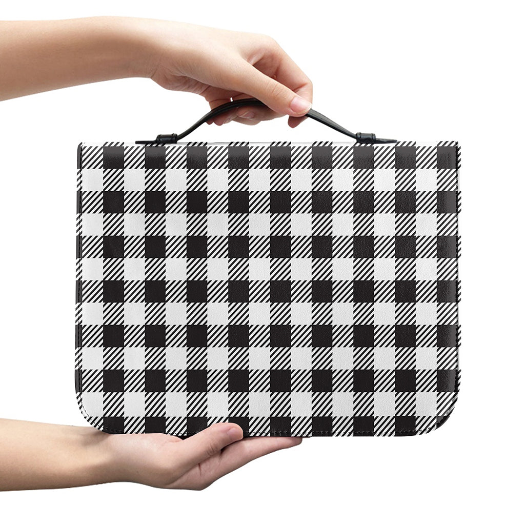 Black And White Gingham Pattern Print Leather Bible Cover