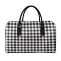 Black And White Gingham Pattern Print Leather Duffel Bag