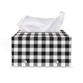Black And White Gingham Pattern Print Leather Tissue Box Cover