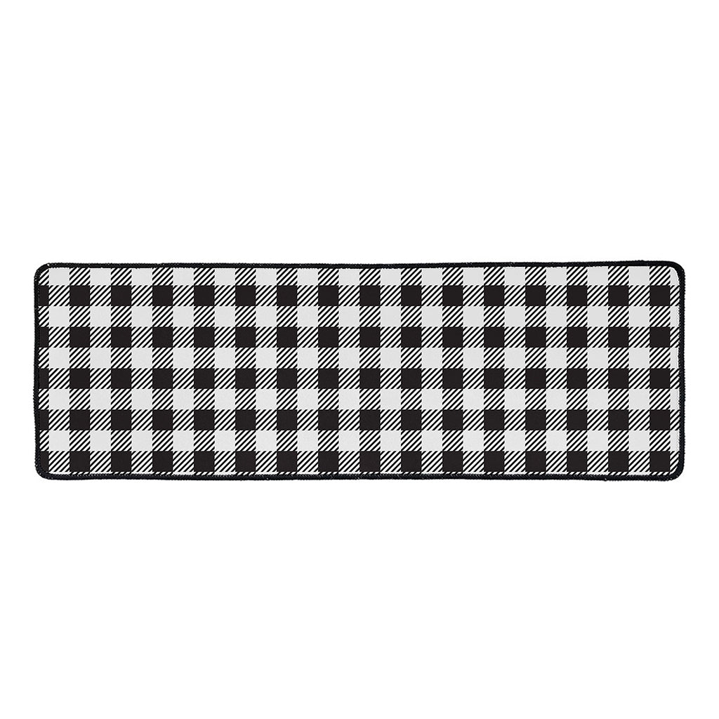 Black And White Gingham Pattern Print Long Kitchen Mat