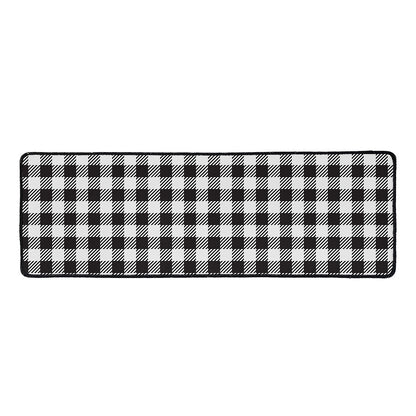 Black And White Gingham Pattern Print Long Kitchen Mat