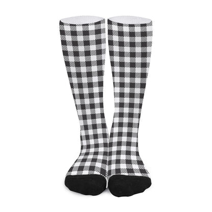 Black And White Gingham Pattern Print Long Socks