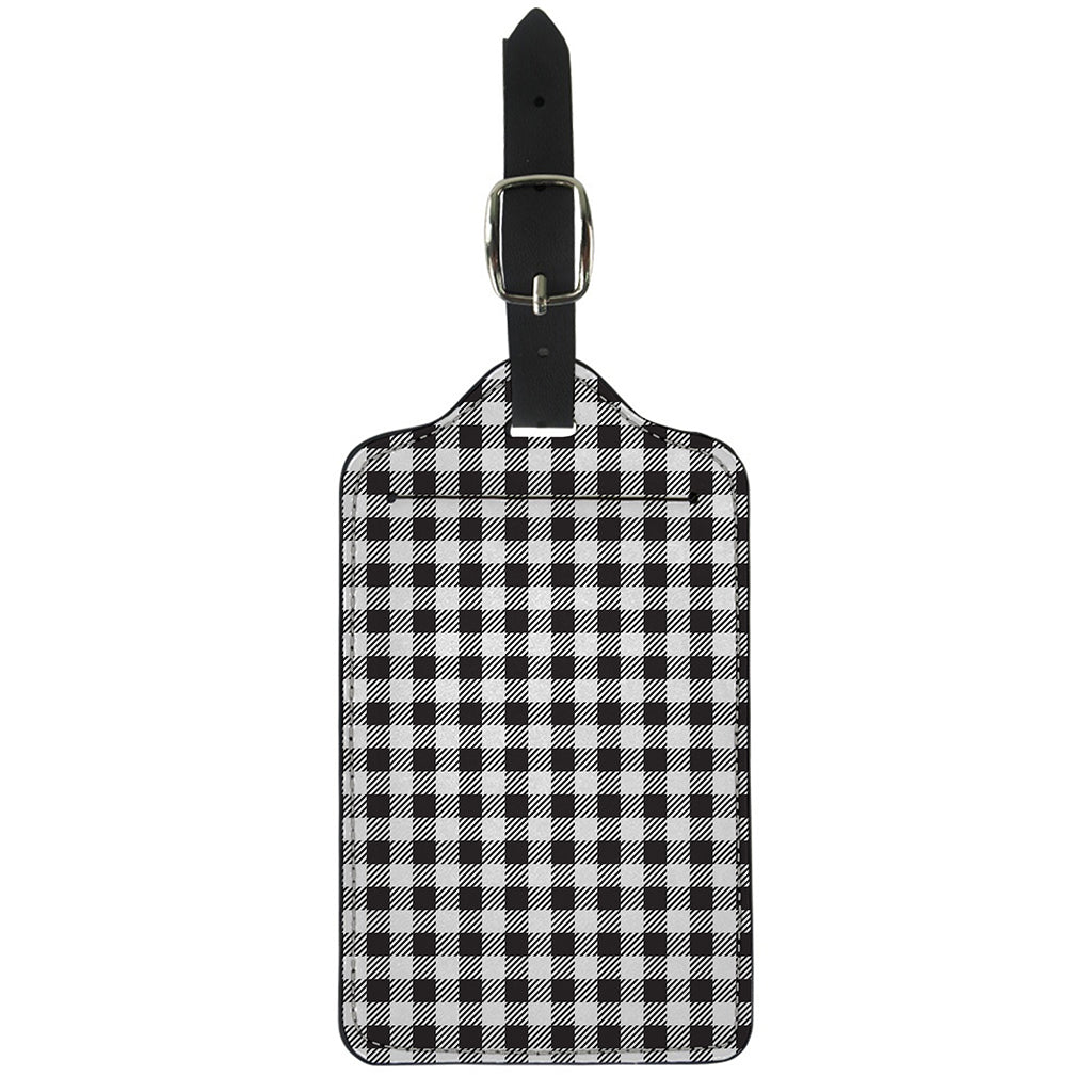Black And White Gingham Pattern Print Luggage Tag