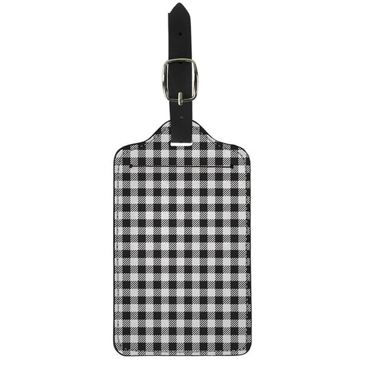 Black And White Gingham Pattern Print Luggage Tag