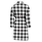 Black And White Gingham Pattern Print Men's Bathrobe