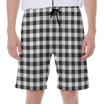 Black And White Gingham Pattern Print Men's Beach Shorts