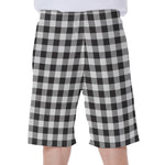 Black And White Gingham Pattern Print Men's Beach Shorts