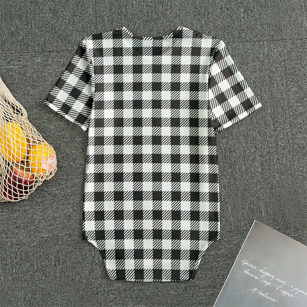 Black And White Gingham Pattern Print Men's Bodysuit